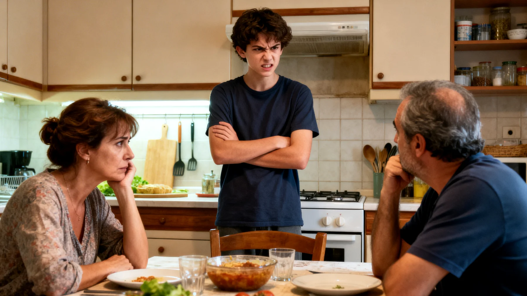 I genitori faticano a gestire i comportamenti oppositivi e ribelli dei figli giovani adulti, che tendono a rifiutare regole, sfidare l'autorità genitoriale e reagire con impulsività ad ogni richiesta o limite posto, creando tensioni continue in casa e rendendo il dialogo quasi impossibile."