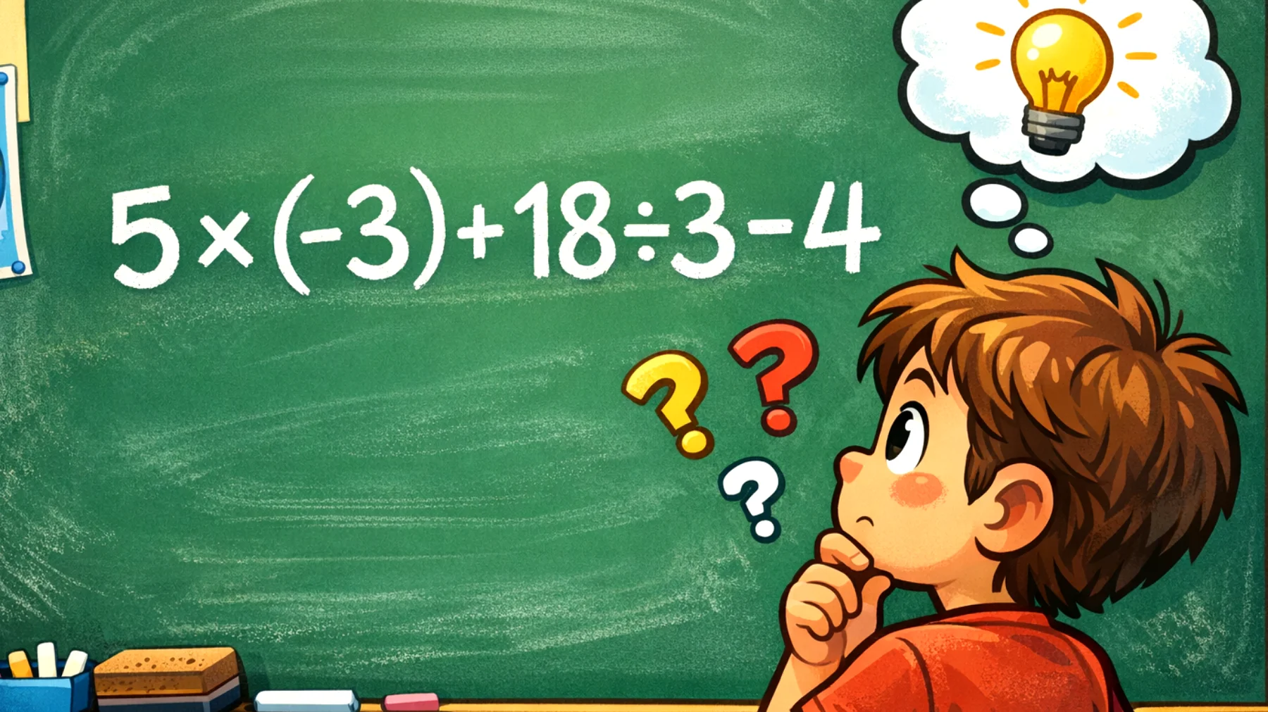Quanto fa 5×(-3)+18÷3−4? Il 90% sbaglia questo calcolo semplice, solo le menti brillanti rispondono giusto"