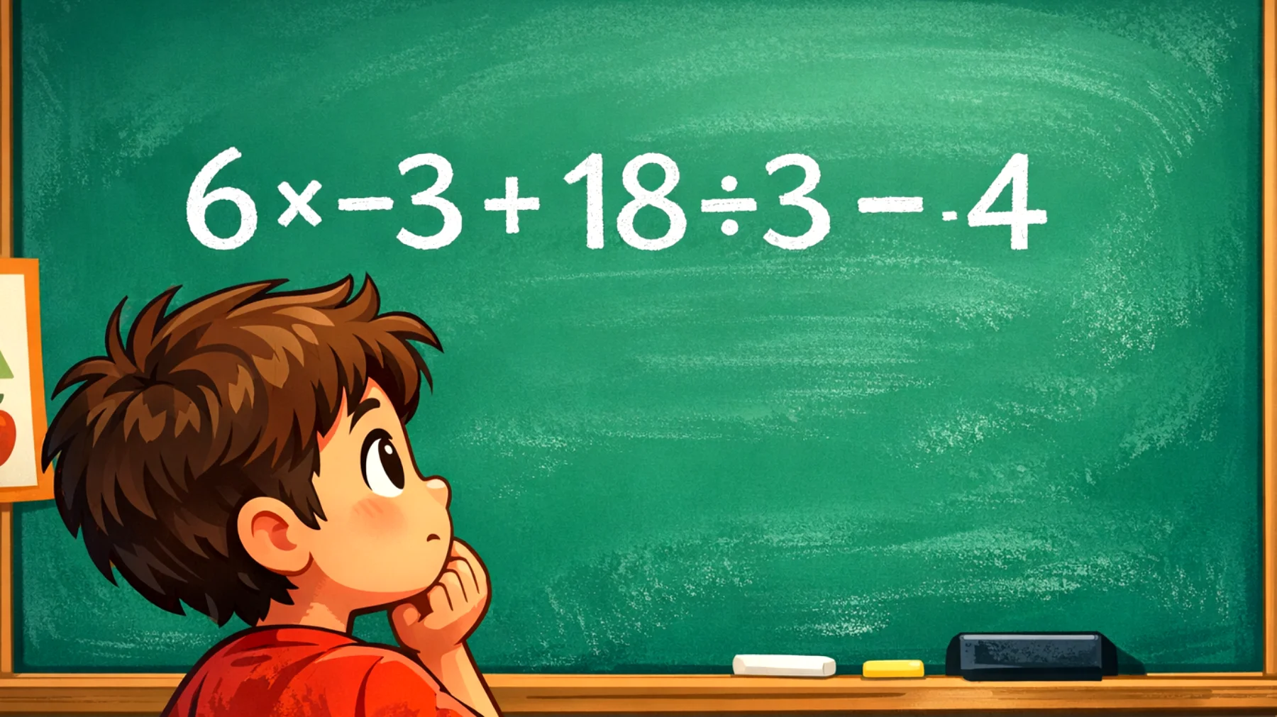 Quanto fa davvero 6 × -3 + 18 ÷ 3 - 4? Il 90% sbaglia questo test velocissimo, solo le menti brillanti indovinano subito"